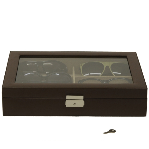 TECHSWISS Eyeglasses & Sunglasses Storage Case in Black Leather - Picture 1 of 14